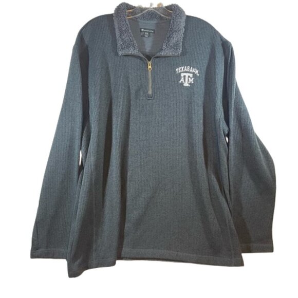 Men's Champion Charcoal Texas A&M Ribbed Quarter-Zip Pullover Sherpa collar XXL - Picture 1 of 11